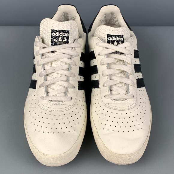 ADIDAS White Black Leather Low Top 350 Sneakers - Picture 4 of 8